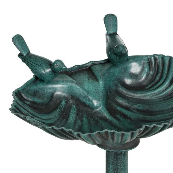 81cm Tall Bird Bath with 2 Decorative Birds, Vintage Style Birdbath with Flower Planter Base, Bird Bath Bowl for Garden, Green