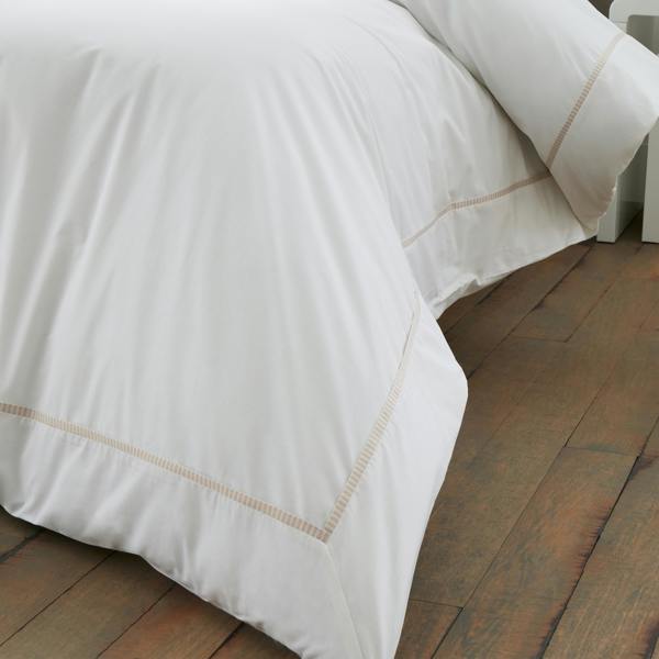 Bianca Contrast Trim 200 Thread Count Cotton Duvet Cover Set White / Natural