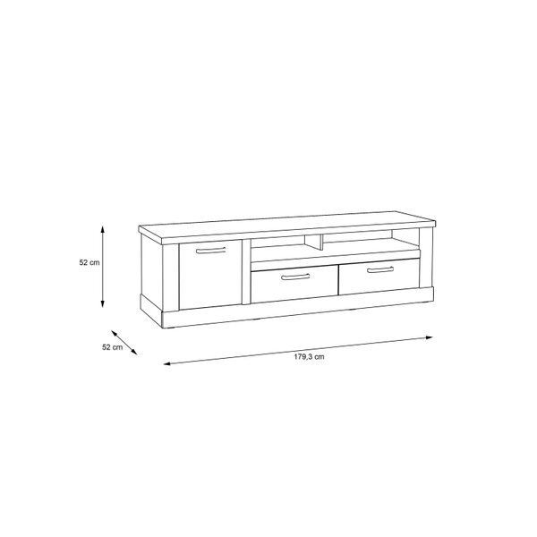 Wyld Haus Tampere Artisan Oak TV Unit with Black Handles 1 Door 2 Drawers