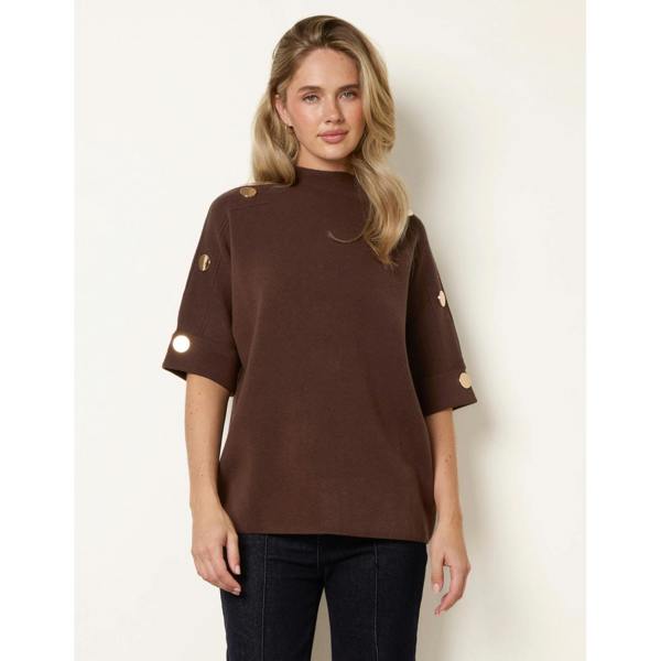 Blue Vanilla Short Sleeve Button Detail Jumper