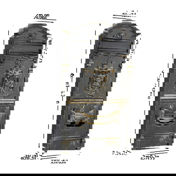 Living and Home Vintage Wall-Mounted Postbox with Lock