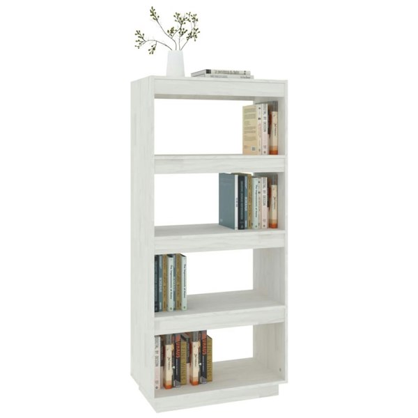 Berkfield Book Cabinet/Room Divider White 60x35x135 cm Solid Pinewood