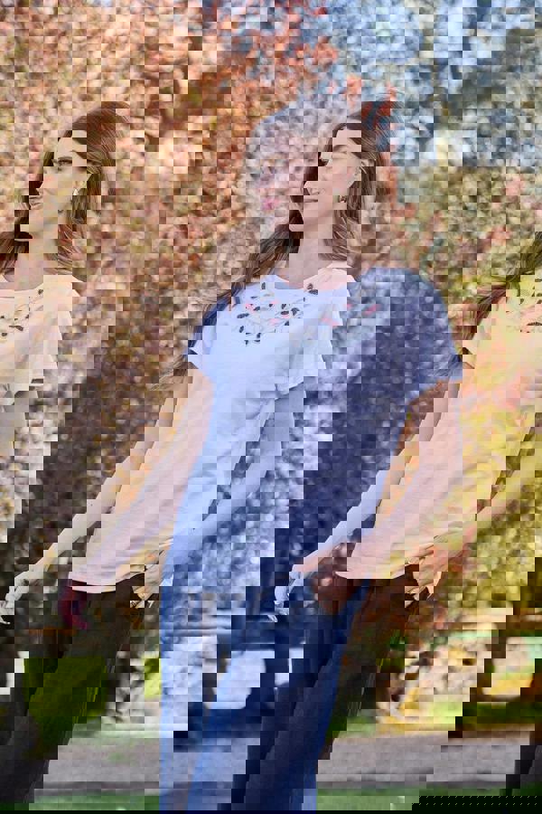 Mudflower Beaded Floral Embroidered Top