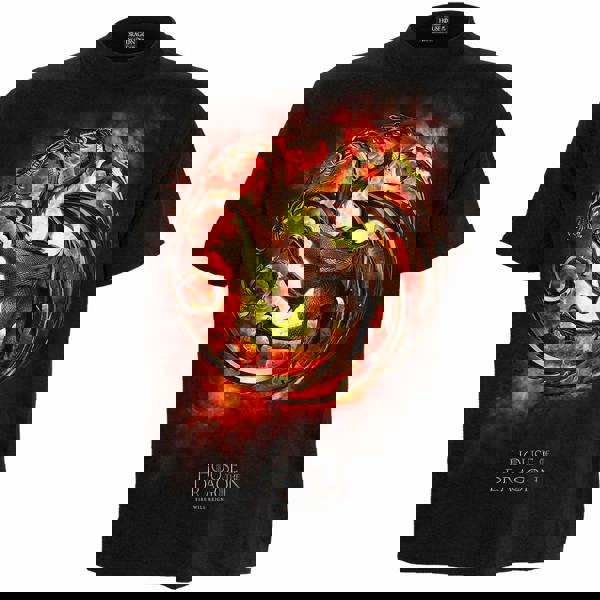 HOD - DRAGON FLAMES - Front Print T-Shirt Black