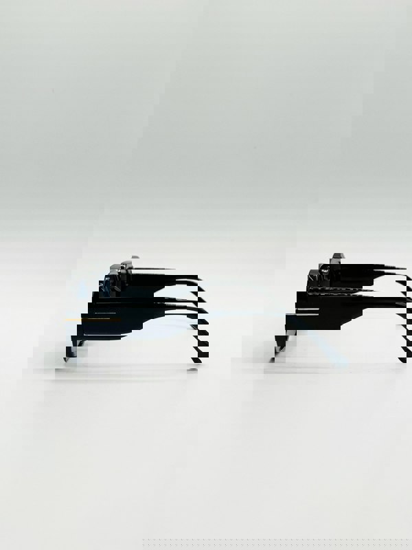 SVNX Oval Sunglasses with Wide Arm in Black