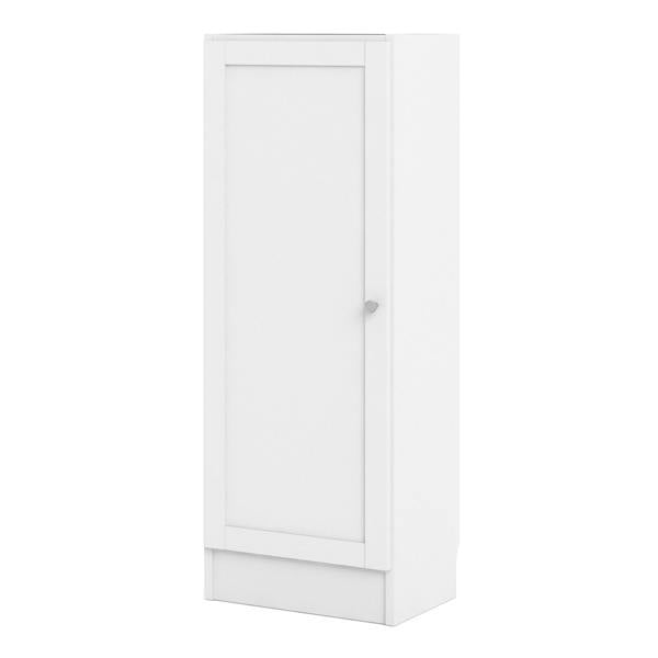 Furniture To Go Basic Low Narrow Storage Cabinet in White (2 Shelves) with White Door
