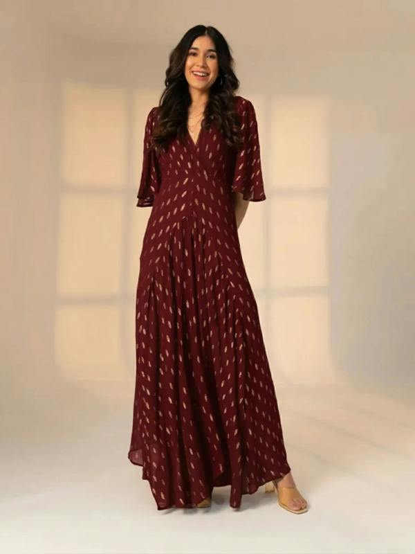 Rose & Nancy Talia Chocolate Berry Sparkle Maxi Dress