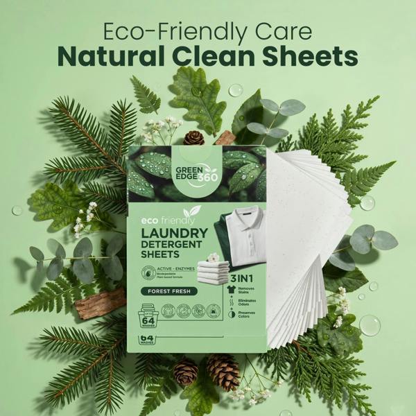 Green Edge 360 Forest Fresh Eco Friendly Laundry Detergent Sheets