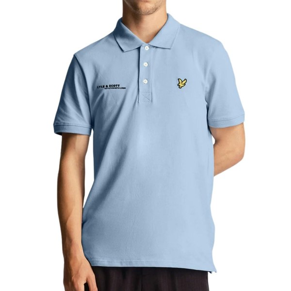 Lyle & Scott Light Blue Co-ordinate Print Logo Short Sleeved Polo Shirt XS