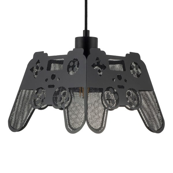 Modern Matte Black Game Controller Pendant Shade with Laser Cut Holes Image 4