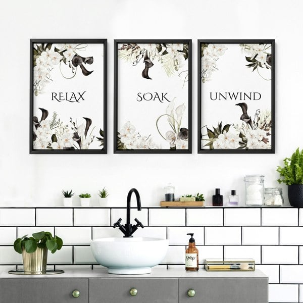 Art For A Bathroom Wall | Set of 3 wall art prints