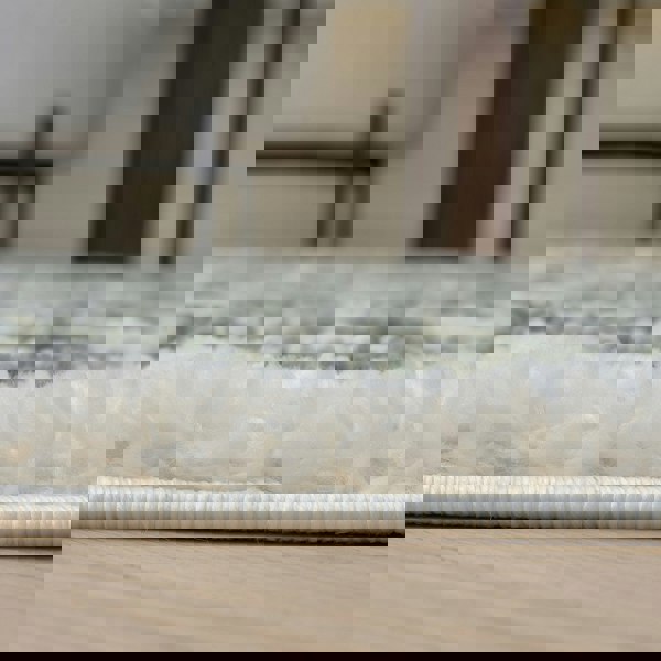 Moodi shaggy Green tartan design rug, Fluffy & soft pile | THE RUGS