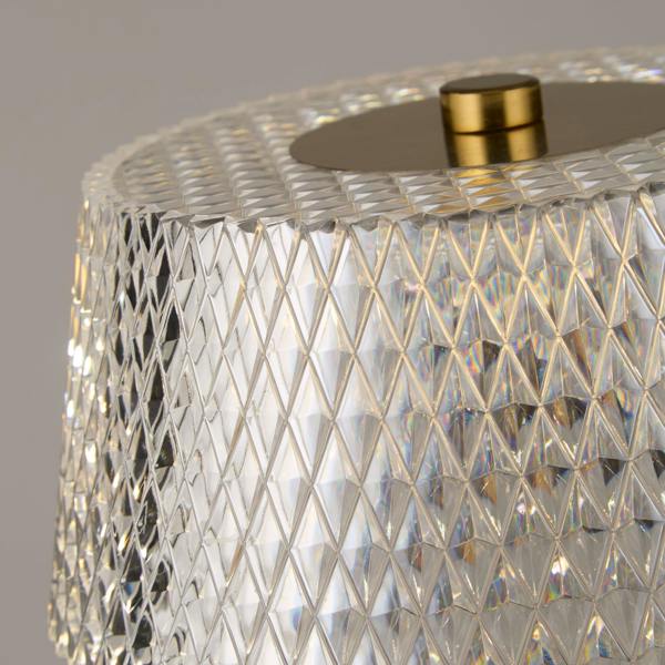 Lighting Collection PAIR OF RECHARGEABLE TABLE LAMPS WITH CRYSTAL EFFECT SHADES