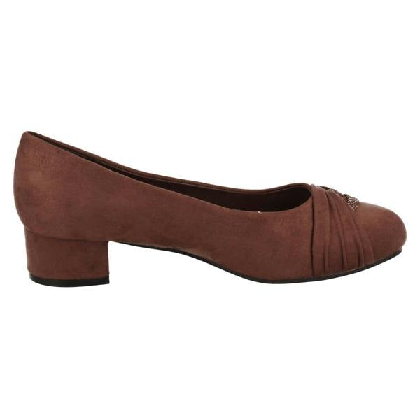 Spot On Ladies Spot On Block Heel Wide Fit Formal Satin Bow Court Shoes  F90153