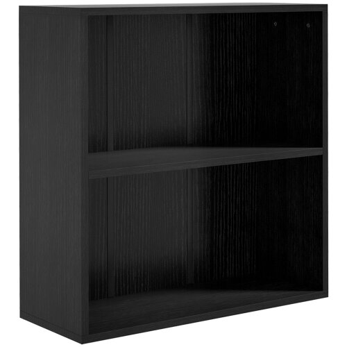 Wyld Haus Rokepa Wood Black Low 2 Tier Bookcase With Adjustable Shelves