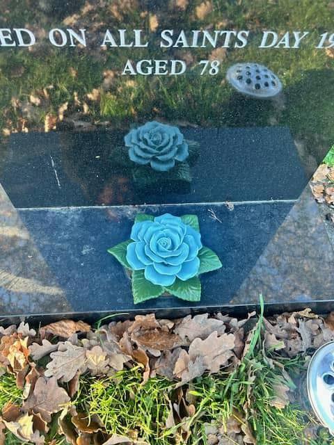 Memorials Direct Single Blue Ceramic Rose