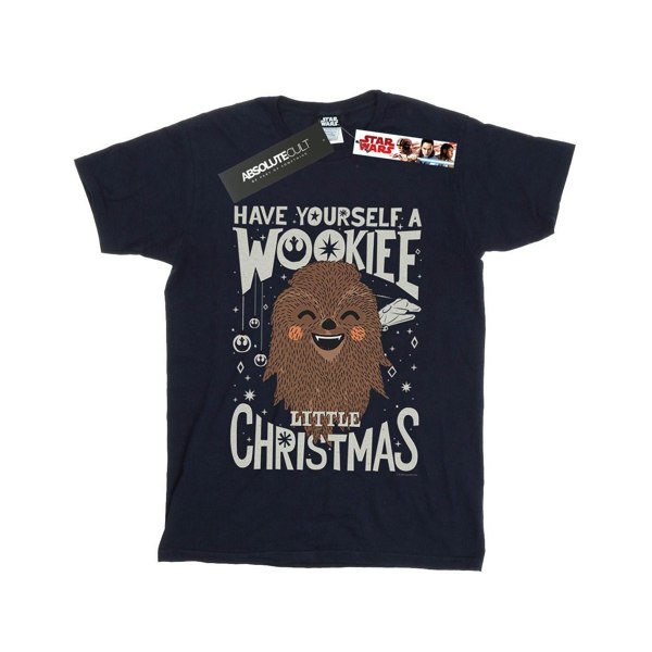 Star Wars Boys Wookiee Little Christmas T-Shirt - Navy Blue