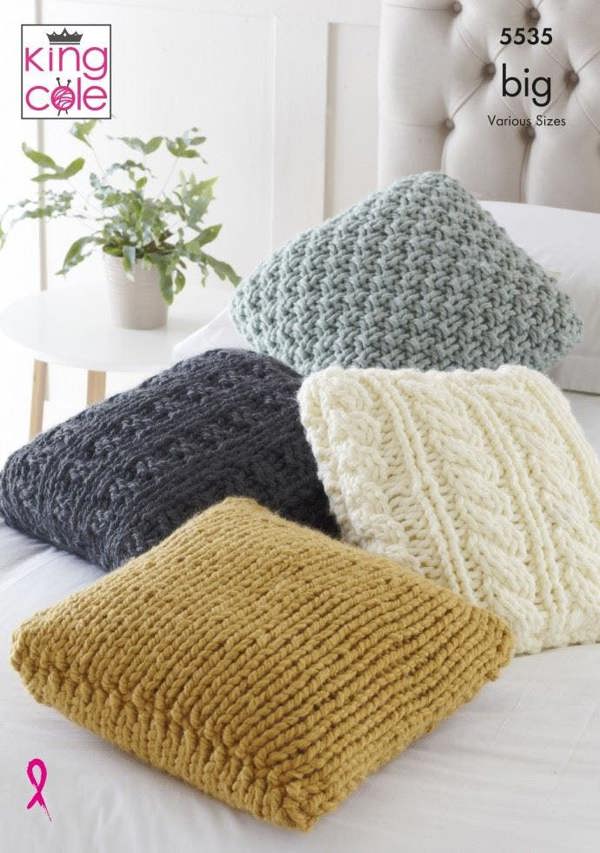 King Cole Big Value Big Knitting Pattern 5535, Cushions One Size