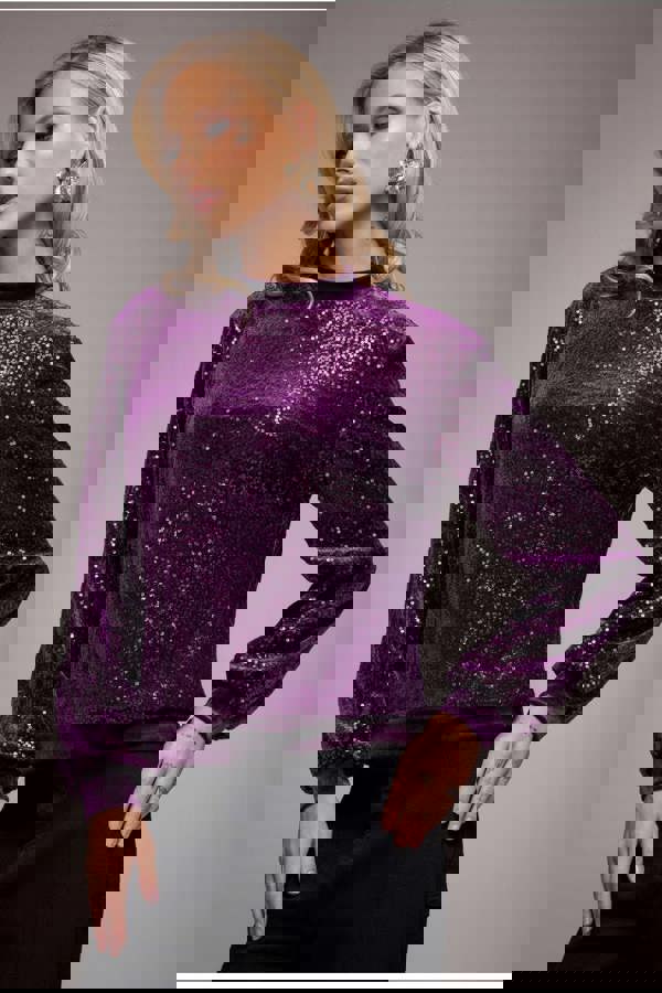 Sequin Velvet Jumper - Magenta T199