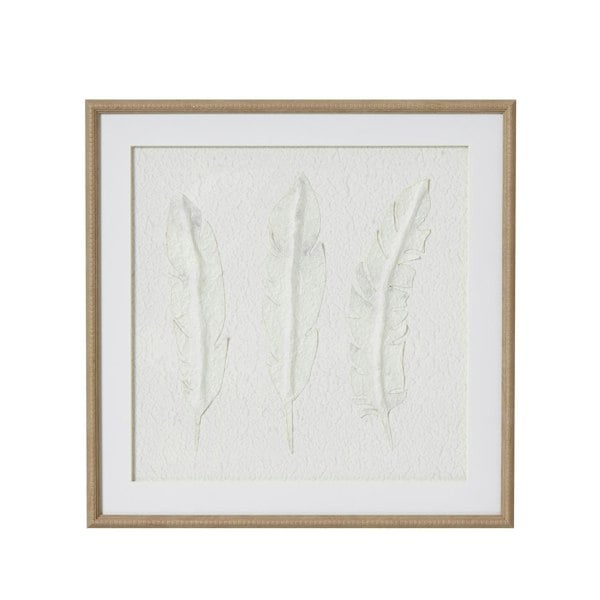 Hill Interiors Solli Feathers Framed Art Print - Brown/Grey/White