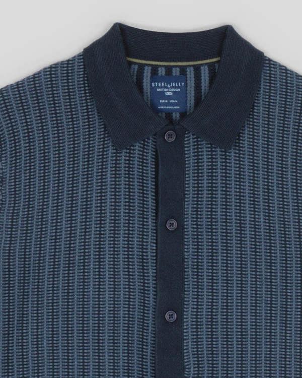 Steel & Jelly Heston - Stripe Textured Knitted Short Sleeve Shirt