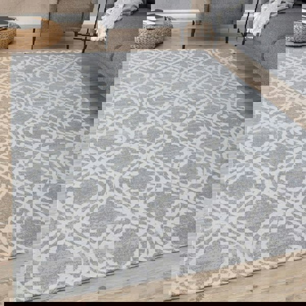 Machine Washable Flatweave Moroccan Rug Grey