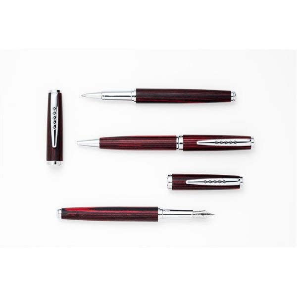 Tom Hessin Edinburgh Collection Forth Bridge Red Rollerball Pen With Chrome Trim