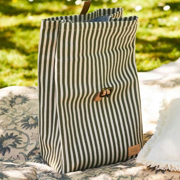 View of the Hove Folding Lunch Bag unfolded, showing its height and capacity.