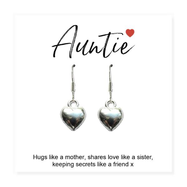 Aye Do Gifts Auntie Heart Earrings with Gift Card - Perfect Gift for any Occasion