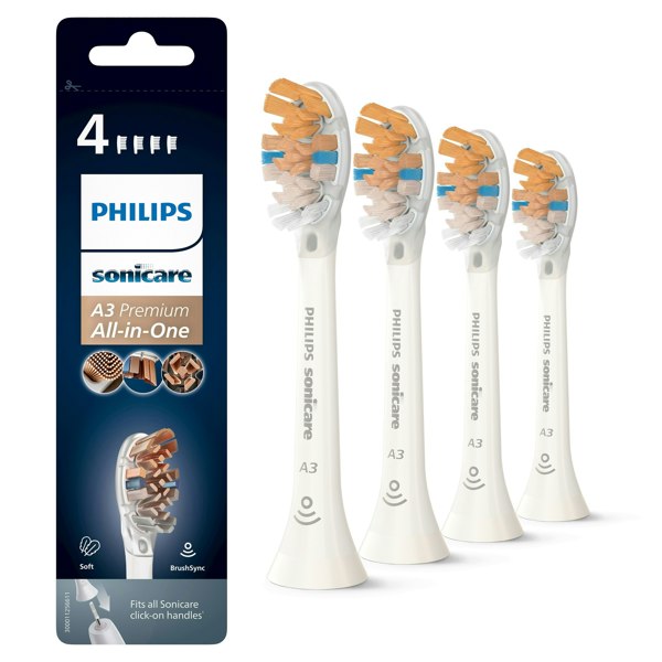 Philips Sonicare A3 HX9094/10 Premium All-in-One Brush Heads 4pk White