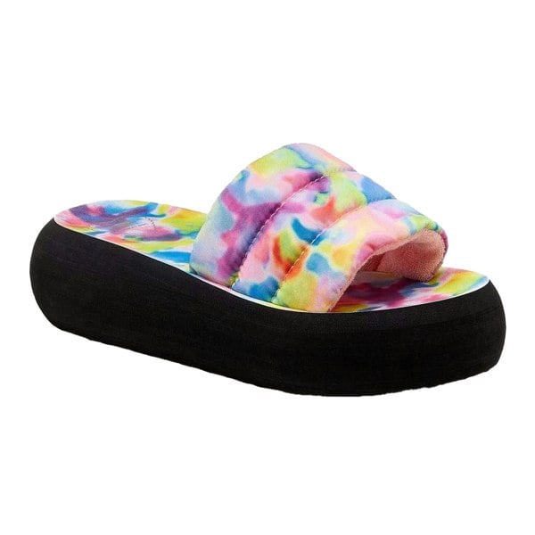Rocket Dog Womens/Ladies Splash Rainbow Tie Dye Flatform Sliders - Pink