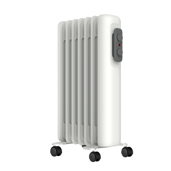 Mylek Oil Filled Radiator Electric Heater Portable With Adjustable Thermostat - White 1500w
