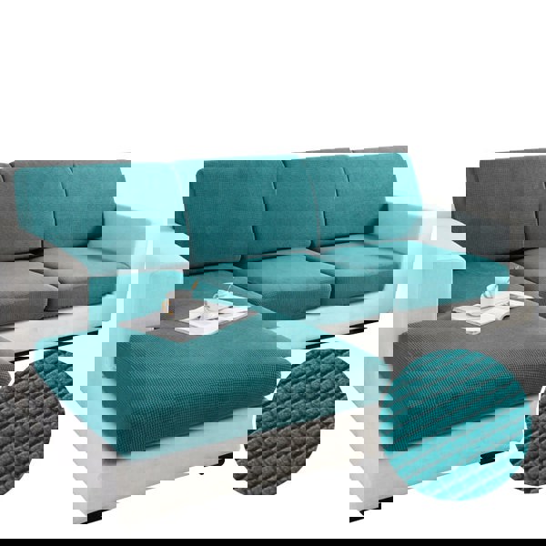 Anyhouz Anyseat Sofa Cover Teal Blue Polyester Thick Stretchable Cushion For Living Room 1Pc Enlarge Size 160-185cmx85-105cm