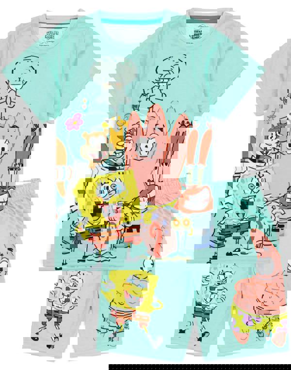 SpongeBob SquarePants Boys Multicoloured Character Pose Short Sleeve Short Leg Pyjama Set