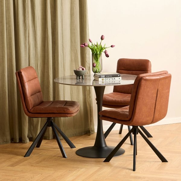 Furniture To Go Dean Brandy PU Swivel Dining Chair Set of 2
