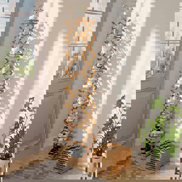 Living and Home 9/8/7/6 Tier Bamboo Folding Shoe Rack Shoe Storage Organiser