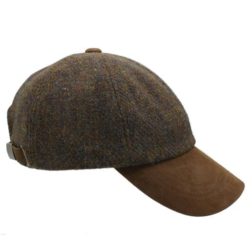 Heather Hats & Accessories Genuine Harris Tweed Baseball Trucker Cap, Cotton Lining, Outdoor Wear, Walnut Brown