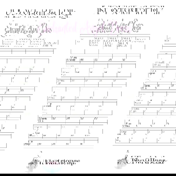Measurement chart for 'Enchanted Angel Dress' by UK FlowerGirl Boutique on a white background.