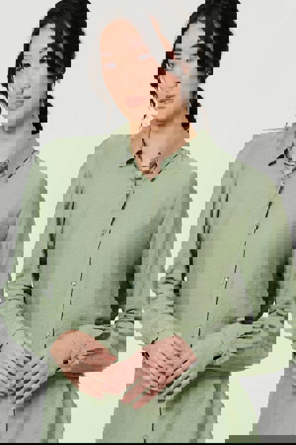 Sage | Long Sleeve Button-Front Shirt
