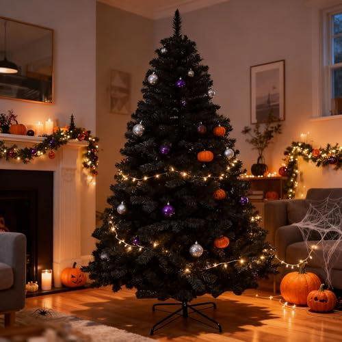 4ft to 12ft Black Artificial Alaskan Pine Christmas Trees with Metal Stand and PVC Branches image 6