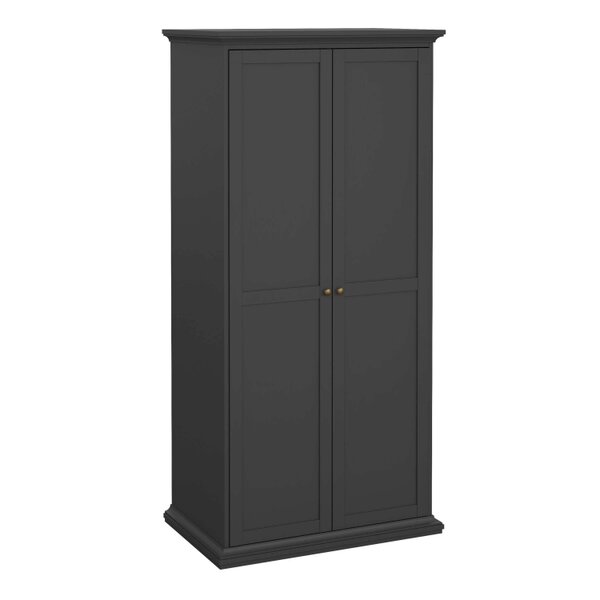 Wyld Haus Osaka Farmhouse Dark Grey Wooden Wardrobe 2 Doors