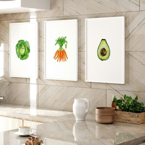 Artwork for the kitchen | Set of 3 framed wall art