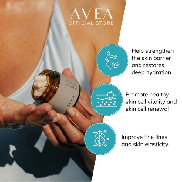 AVEA Skinspan (30 Capsules) - Skin Health with PhytoCellTec, Hyaluronic Acid, Ceramosides™ & Niacinamide - Reduces Fine Lines & Wrinkles - 100% Vegan