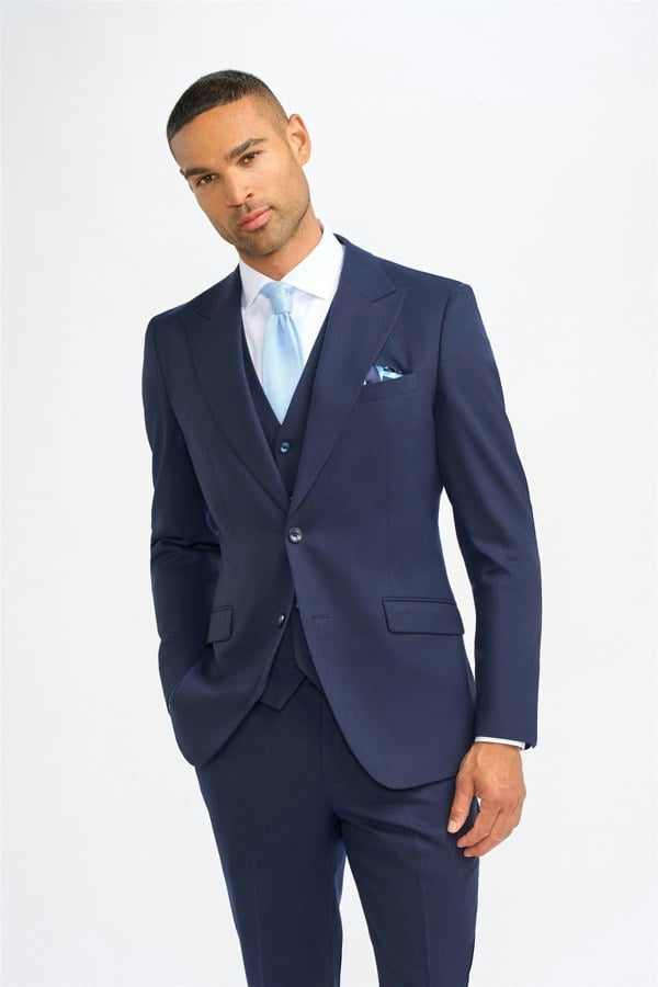 House of Cavani James Navy Super 130s Wool Blazer