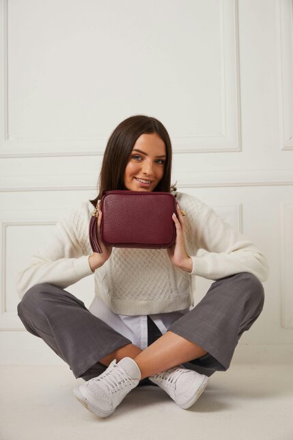 Elie Beaumont Crossbody Tassel Wine