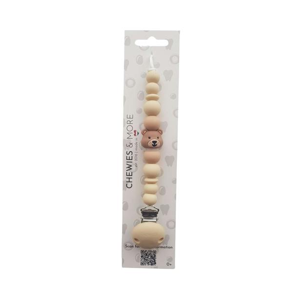 Chewies & More Chewies&more - Silicone Pacifier Teething Clip - Bear - Navaho Cream