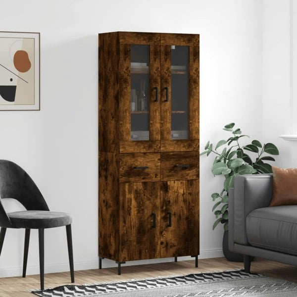 Berkfield Highboard Smoked Oak 69.5x34x180 cm Engineered Wood