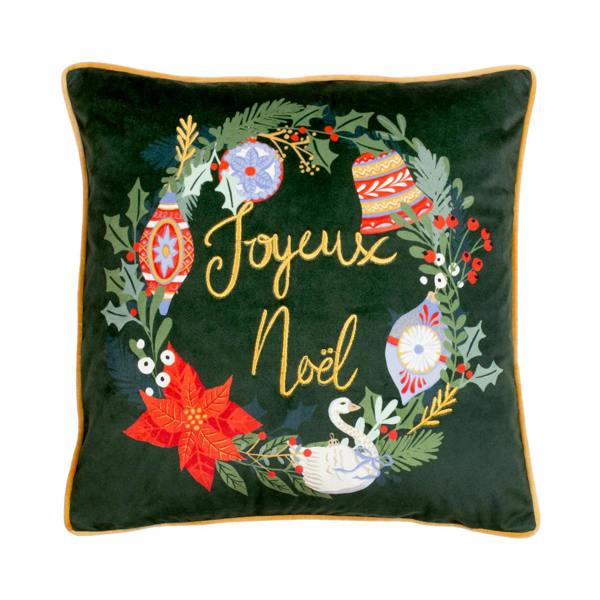 Furn Deck The Halls Christmas Cushion Cover - Pine Green