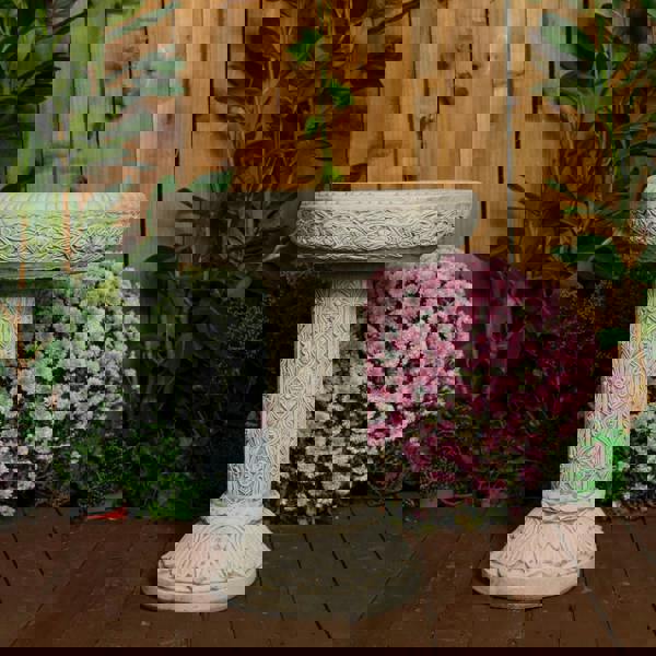 Small Ornate Stone Cast Roman Bird Bath