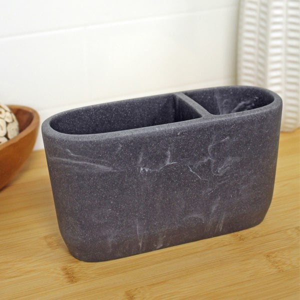 Showerdrape Octavia Grey Marble & Chrome Toothbrush Holder